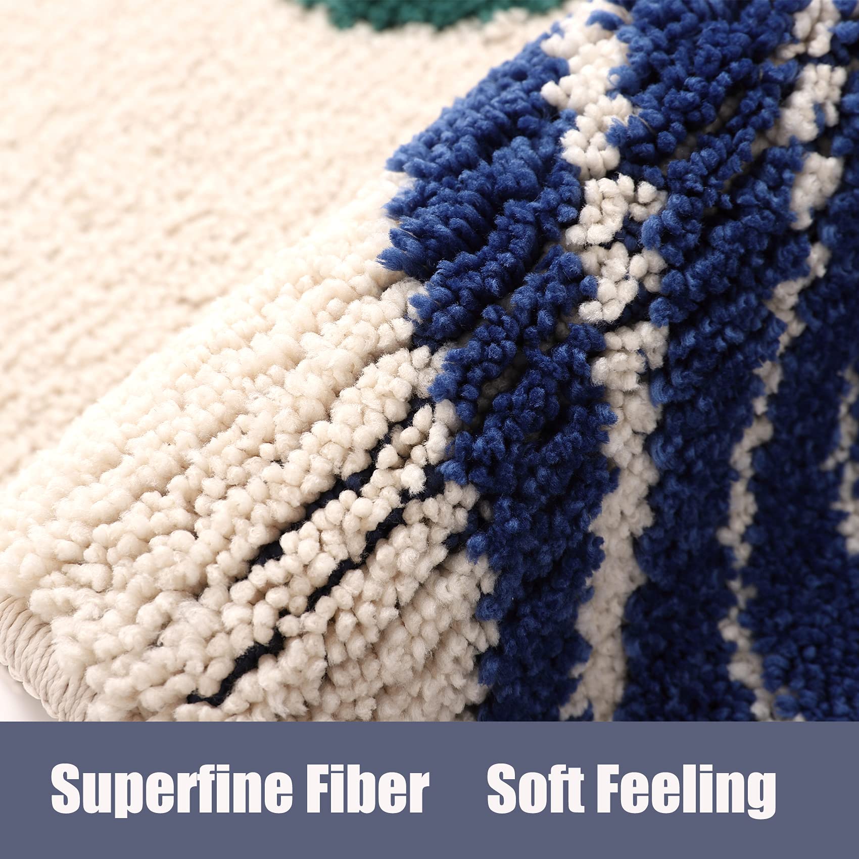 Dbjoy Boho Bathroom Rugs Non-Slip Abstract Bath Rugs Microfiber Cute Mat Black Washable For Tube/Washbasin/Toilet (Beige-Moon, 2